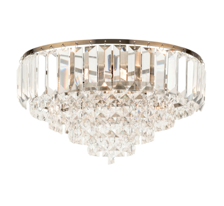 Vienna 3 Light Flush Crystal and Antique Brass