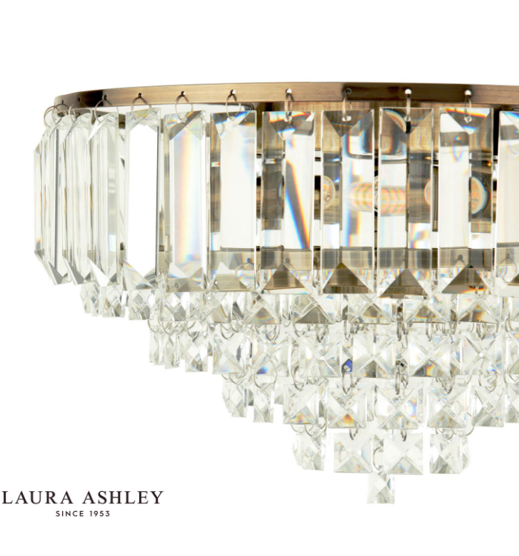Vienna 3 Light Flush Crystal and Antique Brass