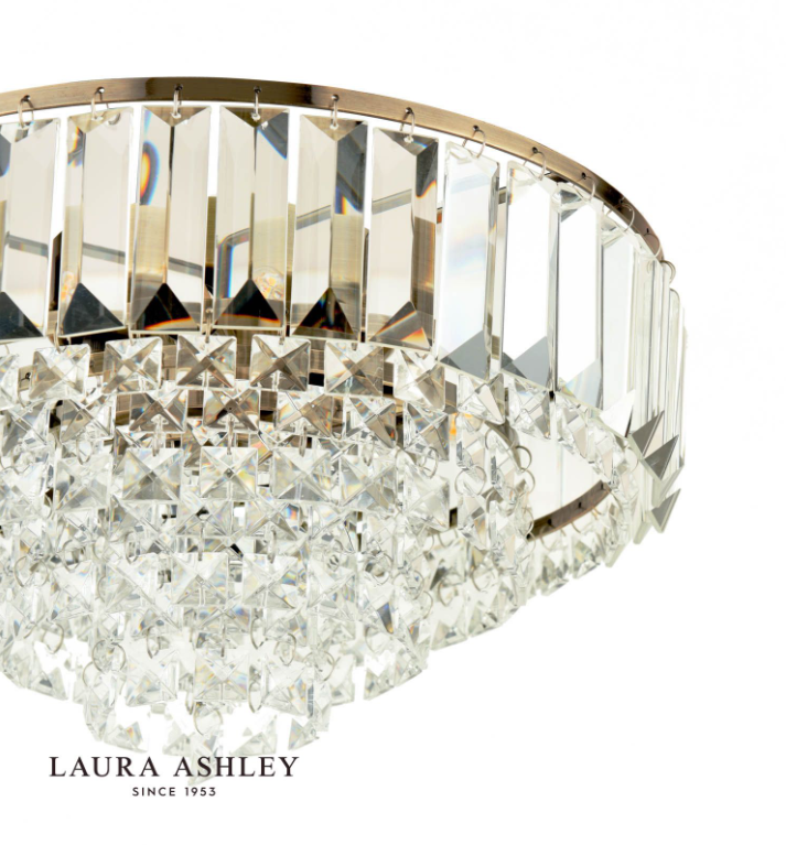Vienna 3 Light Flush Crystal and Antique Brass