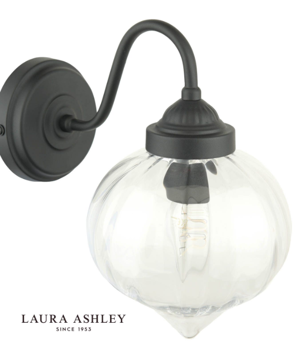Whitham Outdoor Wall Light Matt Black and Ribbed Glass IP44