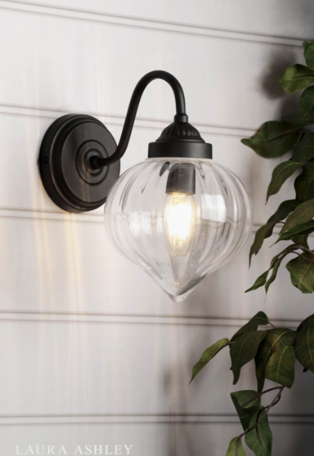 Whitham Outdoor Wall Light Matt Black and Ribbed Glass IP44
