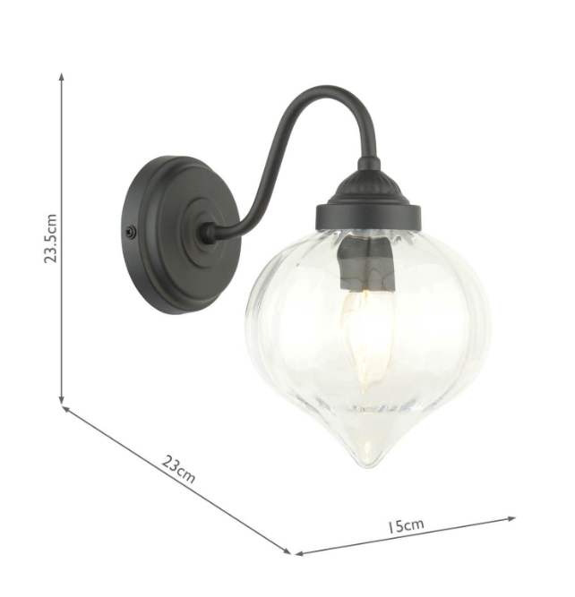 Whitham Outdoor Wall Light Matt Black and Ribbed Glass IP44