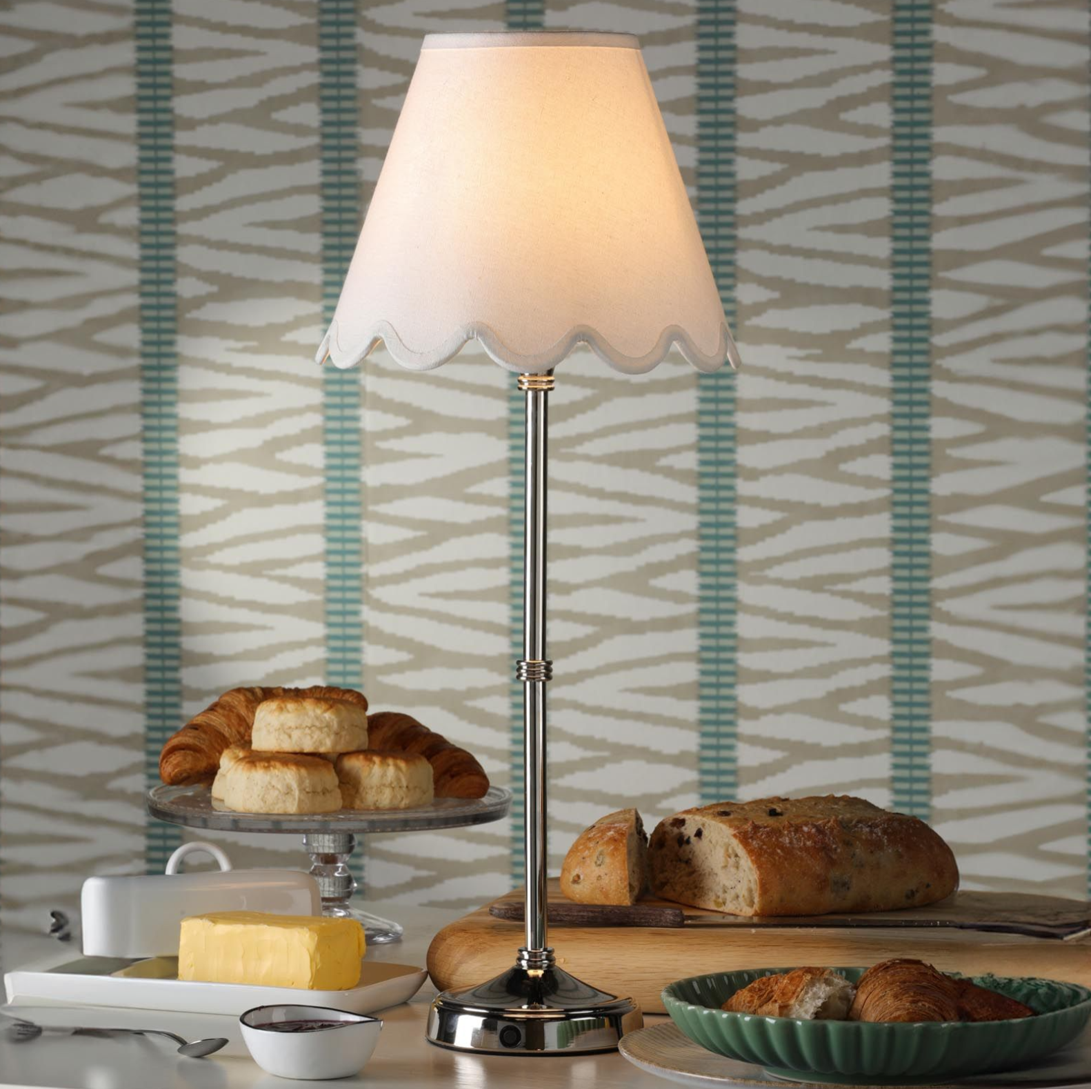 Dahl Rechargeable Table Lamp Complete With Shade- Various Finishes