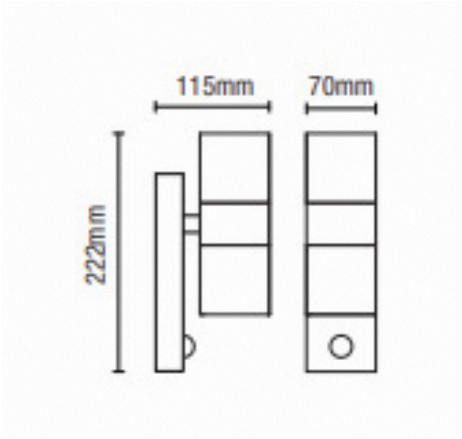 Muto Outdoor Up Down Wall Light PIR Sensor- Black/ Anthracite