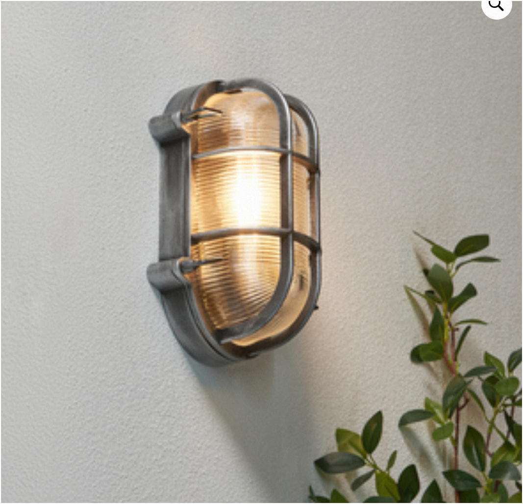 Davey Outdoor Caged Oval Bulkhead Wall Light- Silver/ Gold Finishes
