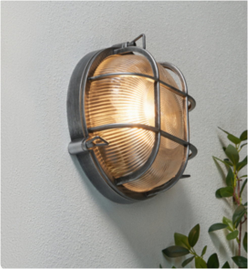 Gali Caged Round Bulkhead Wall Light- Silver/ Gold Finish