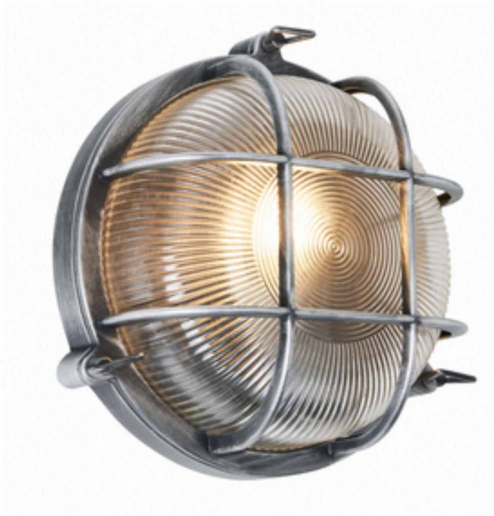 Gali Caged Round Bulkhead Wall Light- Silver/ Gold Finish