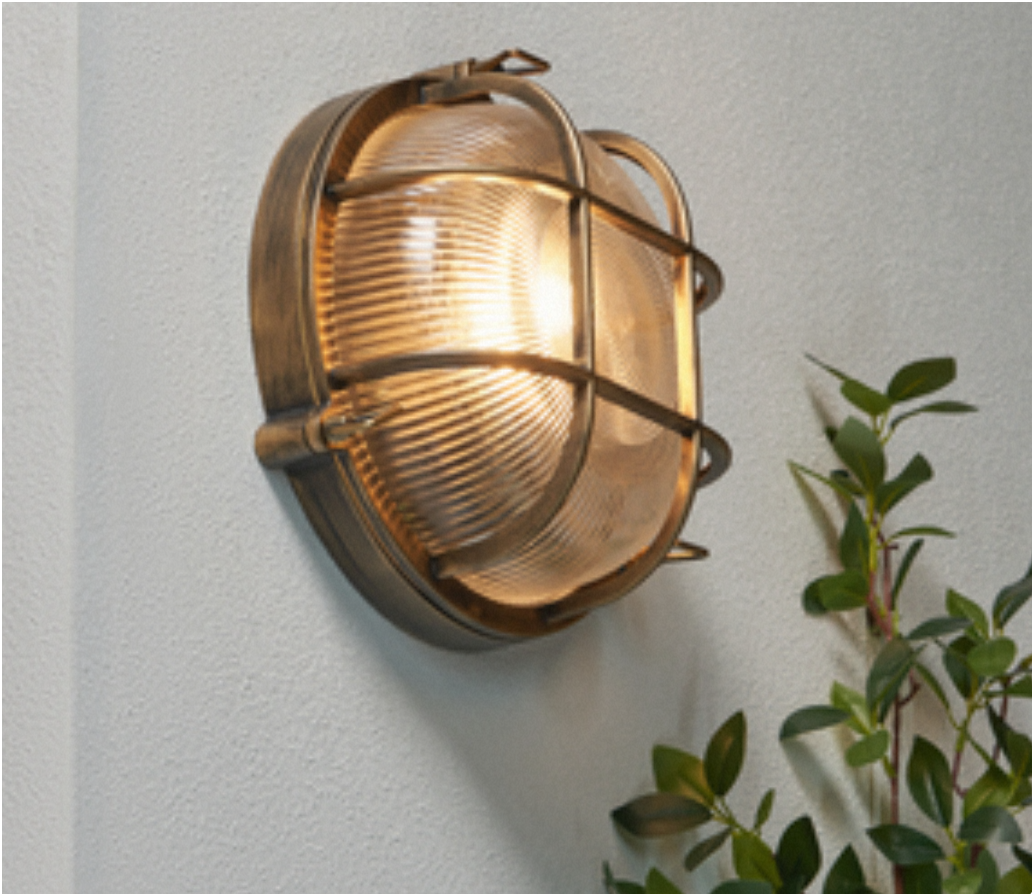 Gali Caged Round Bulkhead Wall Light- Silver/ Gold Finish