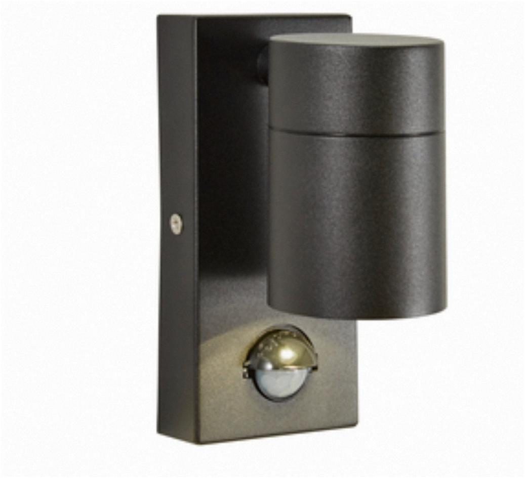 Leto Up or Down Wall Light with PIR Sensor- Black/ Anthracite Finish