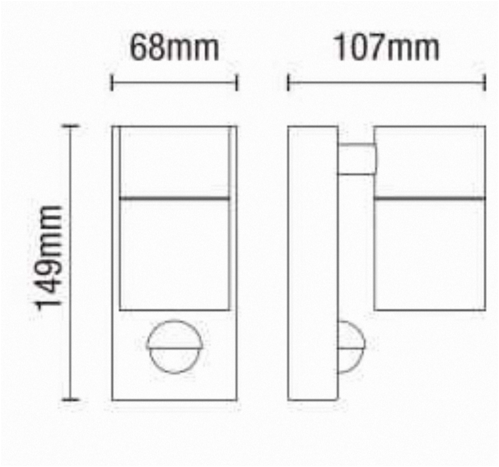Leto Up or Down Wall Light with PIR Sensor- Black/ Anthracite Finish