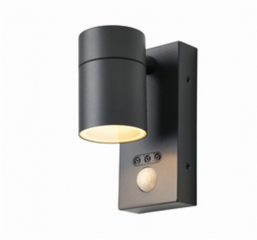 Leto Up or Down Wall Light with PIR Sensor- Black/ Anthracite Finish