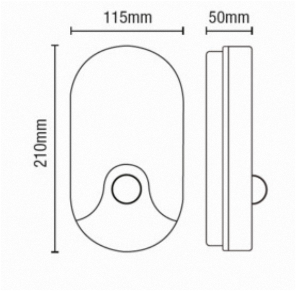 Turus 15 Watt LED Outdoor Bulkhead Light with PIR- Round/ Oval Finish