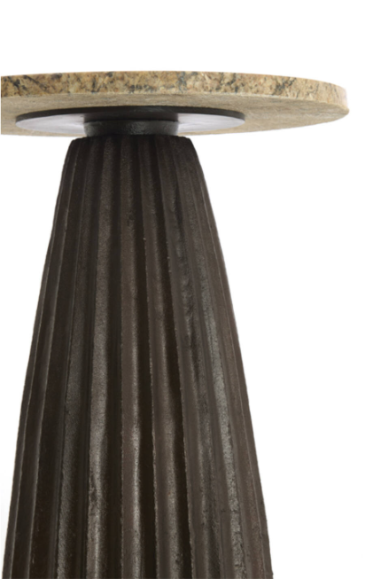 OBIDOS Side Table in Orange-Grey Marble and Dark Brown