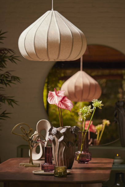 Zubeda Hanging Lamp - Linen Natural/ White Finishes