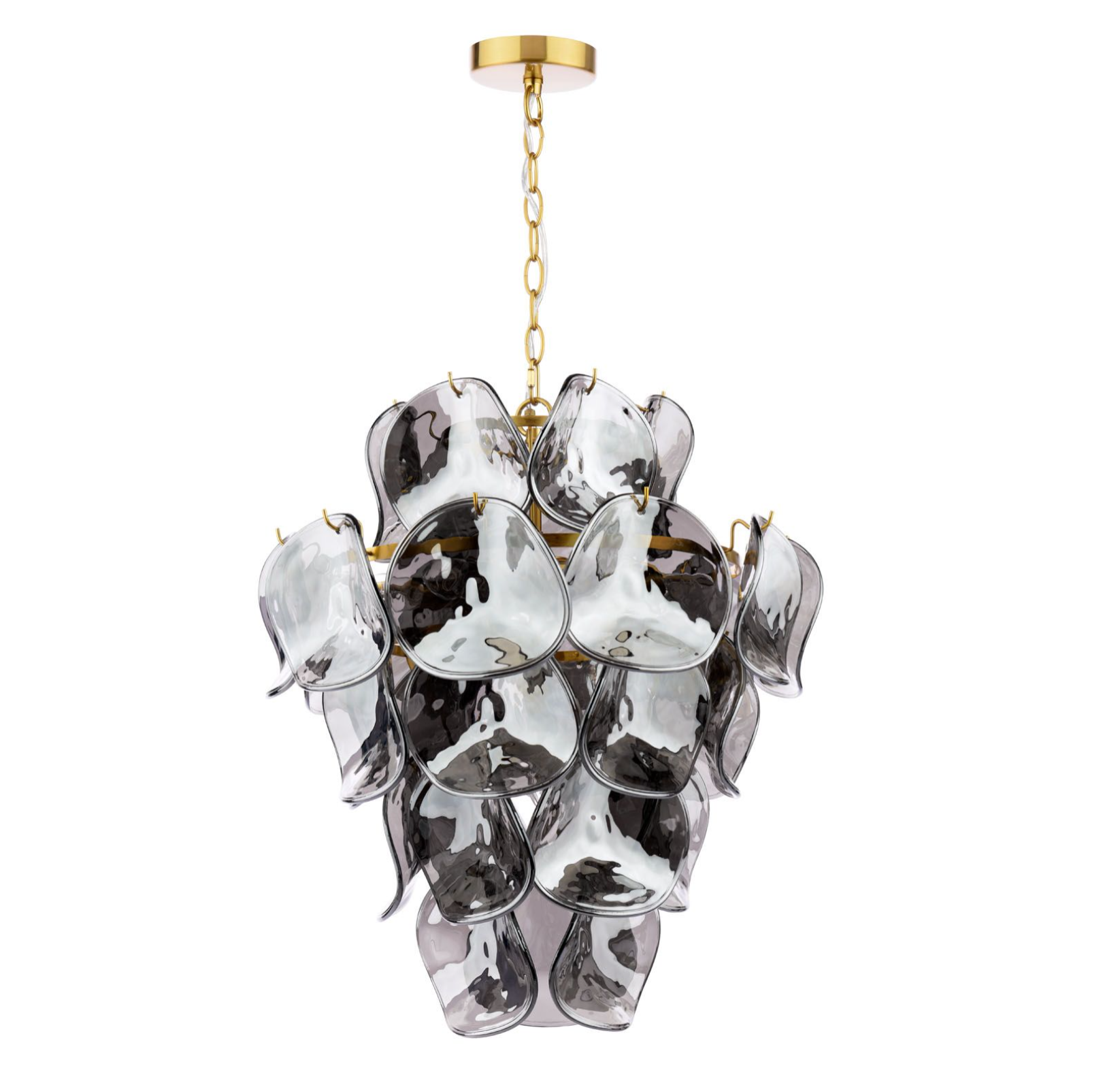 Genoa 8 Light Pendant-  Natural Brass and Smoked Glass