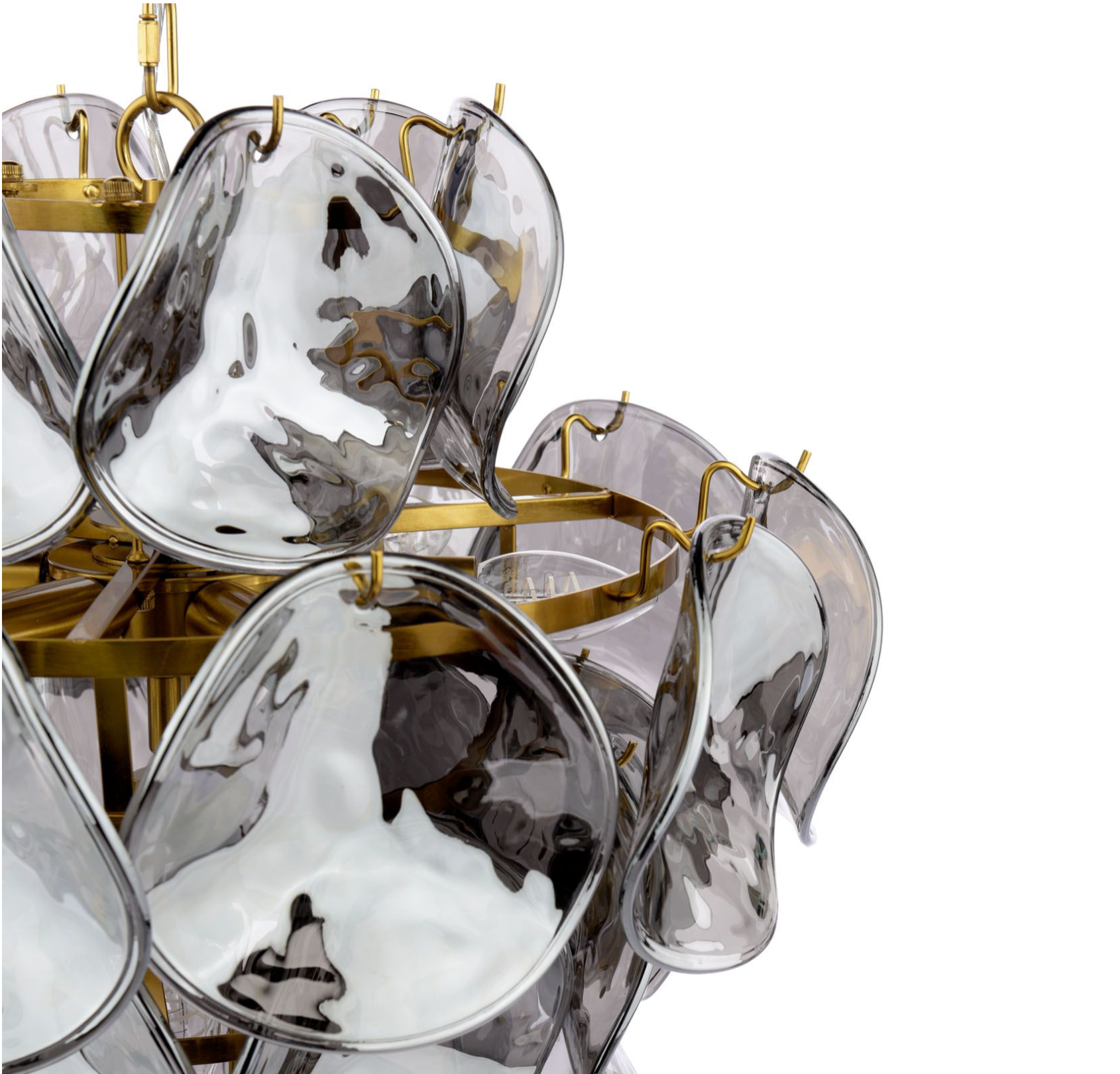 Genoa 8 Light Pendant-  Natural Brass and Smoked Glass