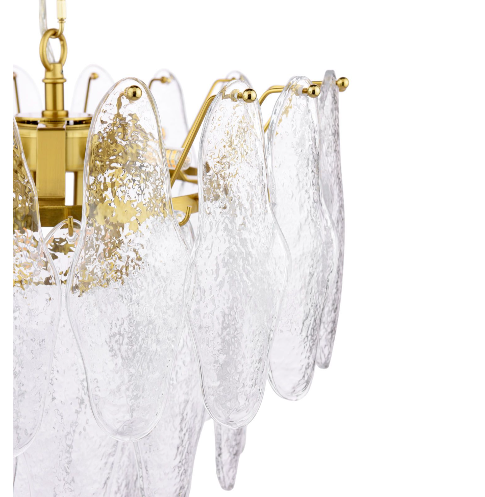 Kimmia 6 Light Pendant- Natural Brass and Textured Glass