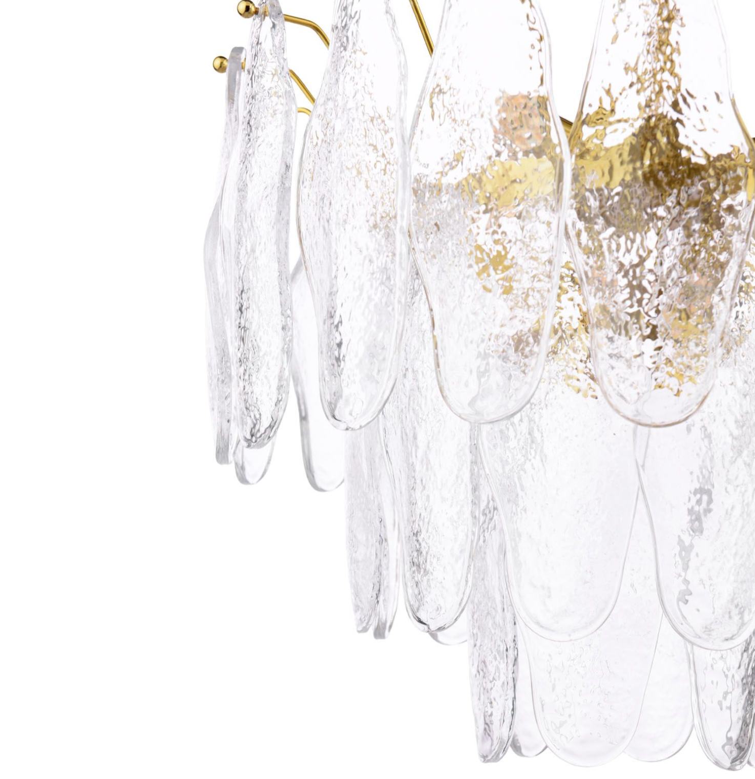 Kimmia 6 Light Pendant- Natural Brass and Textured Glass