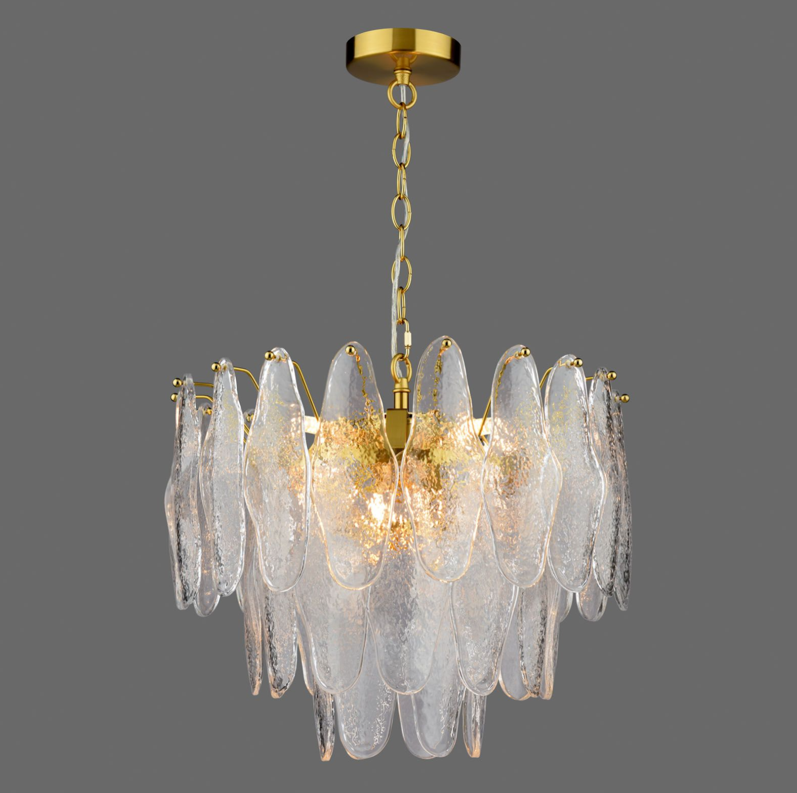Kimmia 6 Light Pendant- Natural Brass and Textured Glass