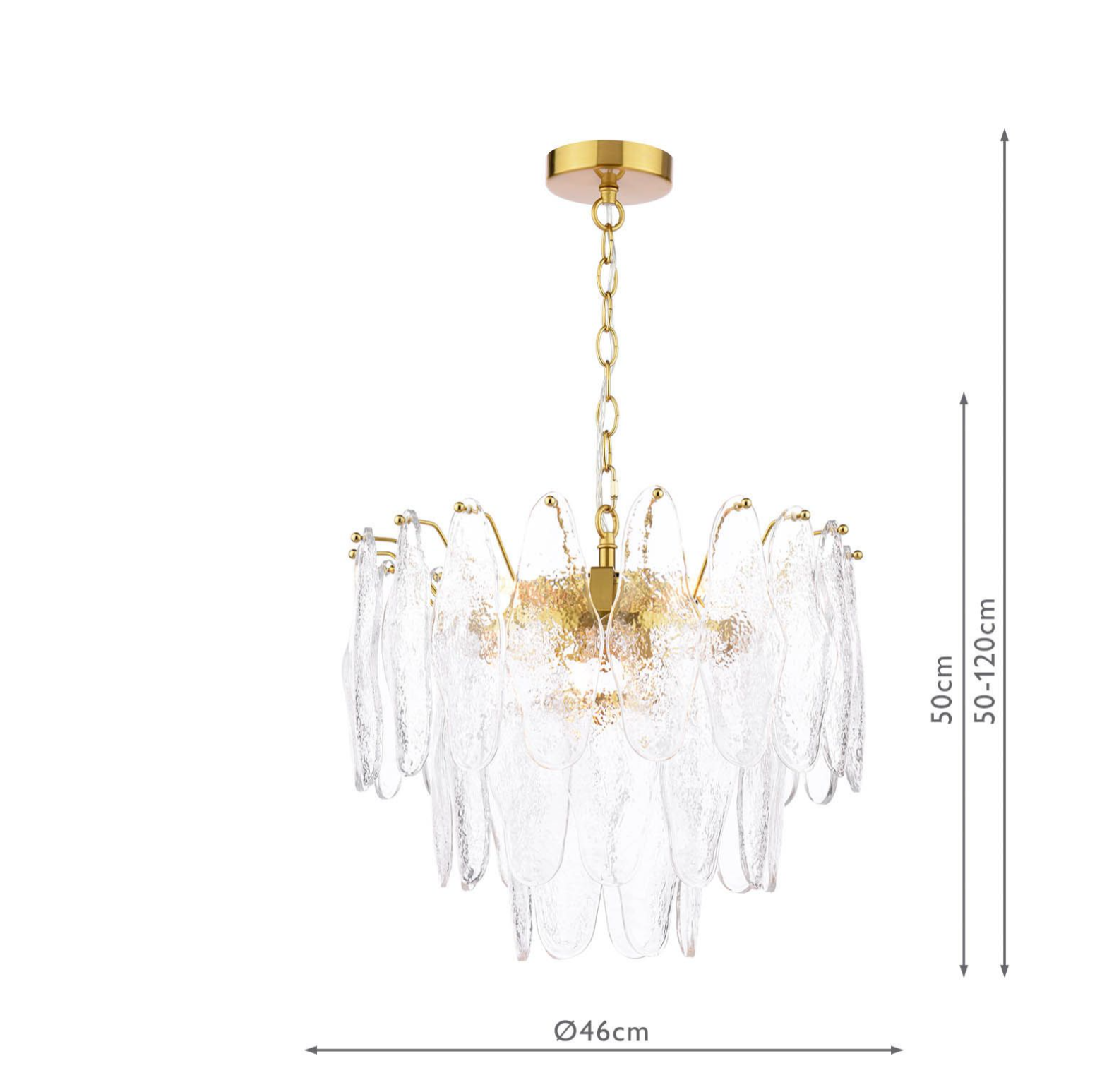 Kimmia 6 Light Pendant- Natural Brass and Textured Glass