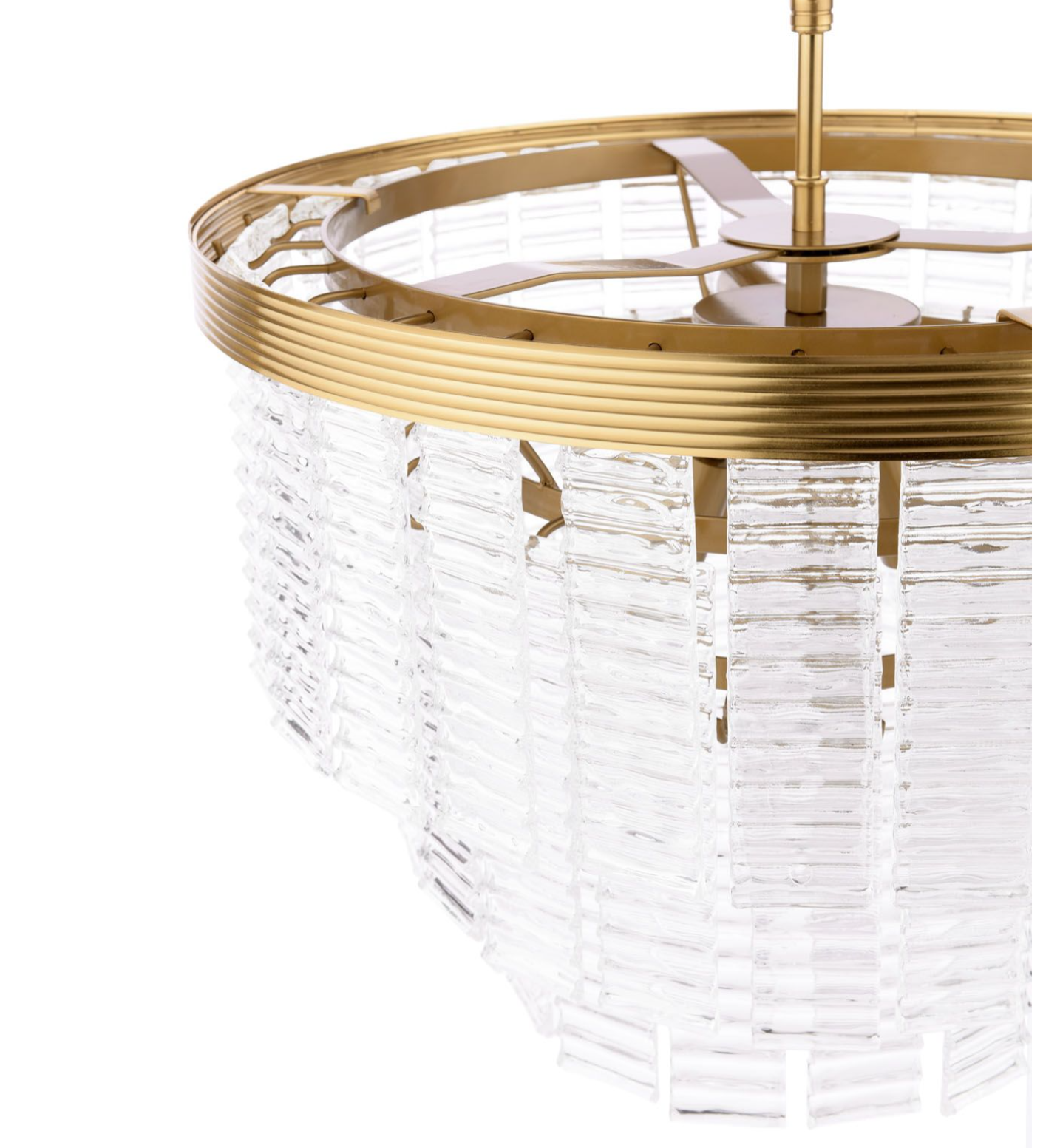 Moesha 6 Light Pendant- Natural Brass and Ribbed Glass