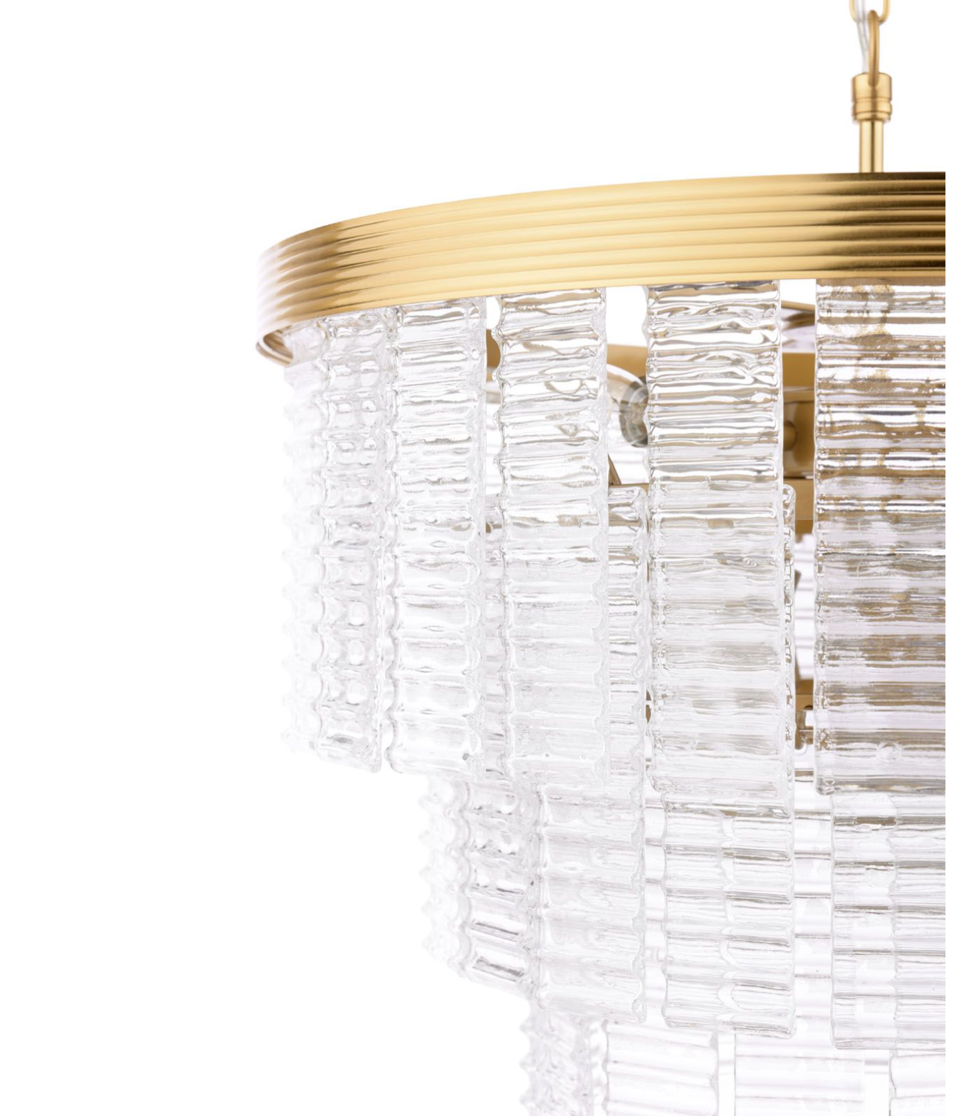 Moesha 6 Light Pendant- Natural Brass and Ribbed Glass
