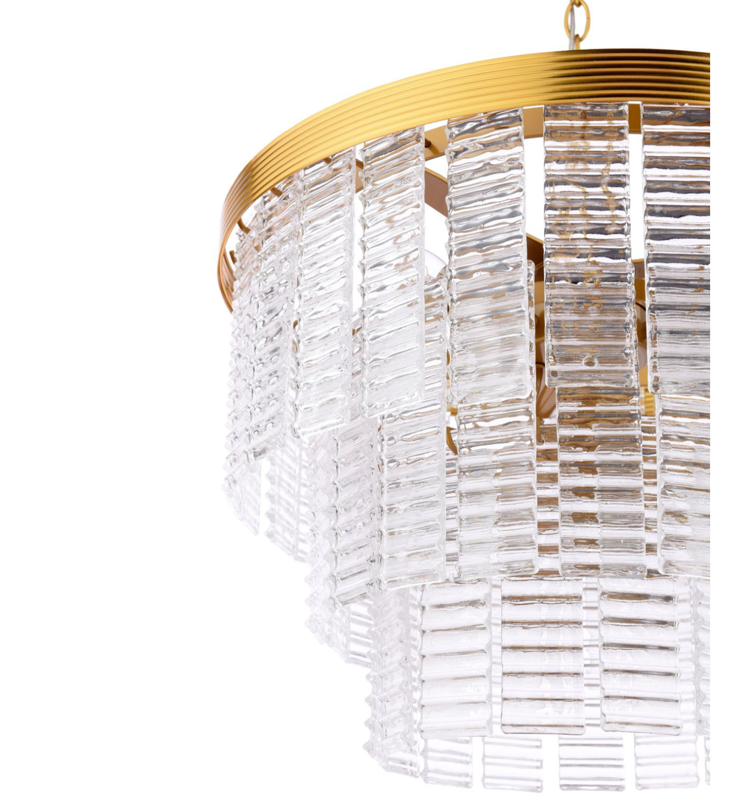Moesha 6 Light Pendant- Natural Brass and Ribbed Glass