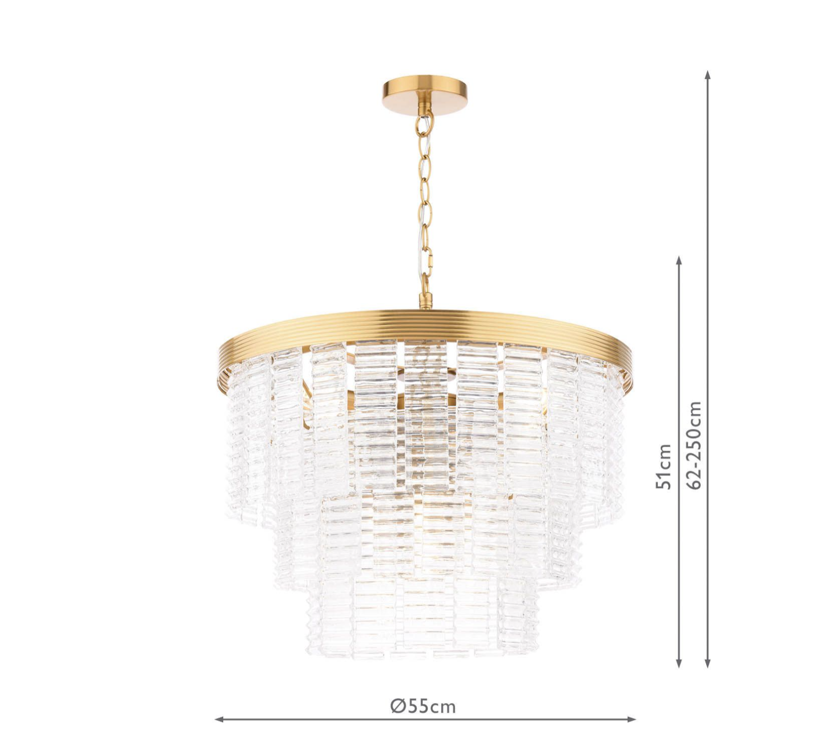 Moesha 6 Light Pendant- Natural Brass and Ribbed Glass