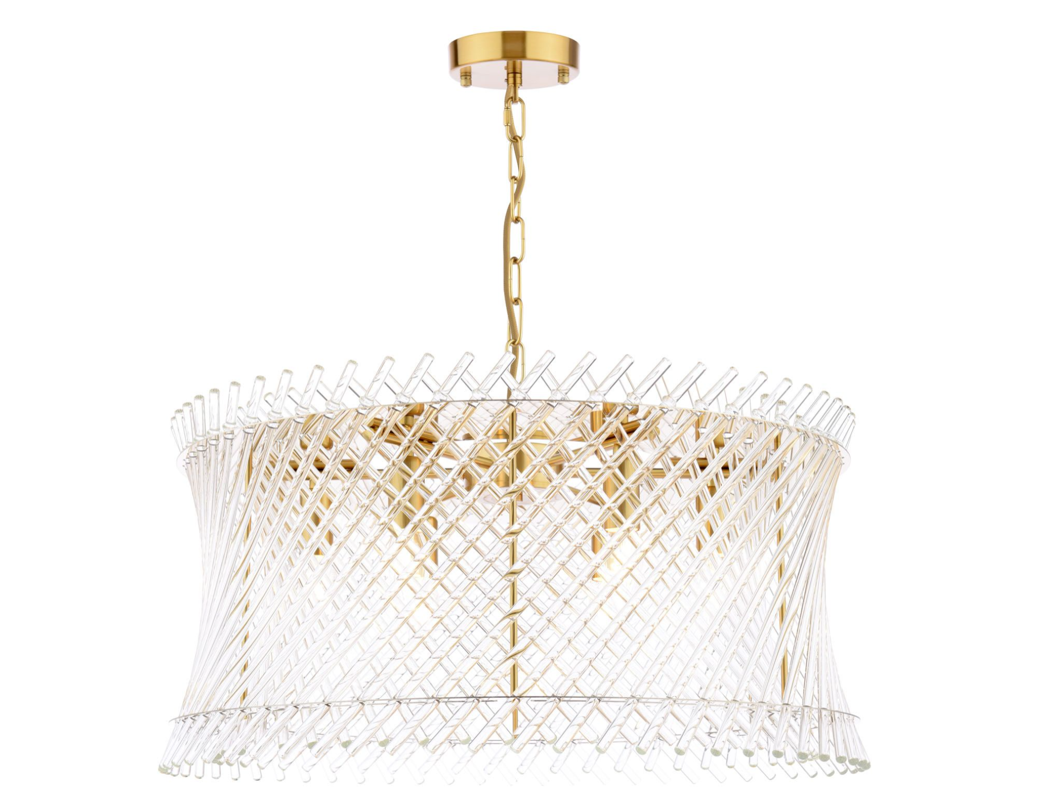 Loire 6 Light Pendant-  Natural Brass and Glass