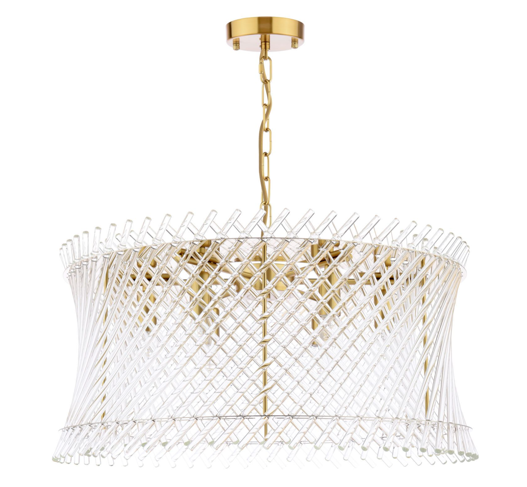 Loire 6 Light Pendant-  Natural Brass and Glass