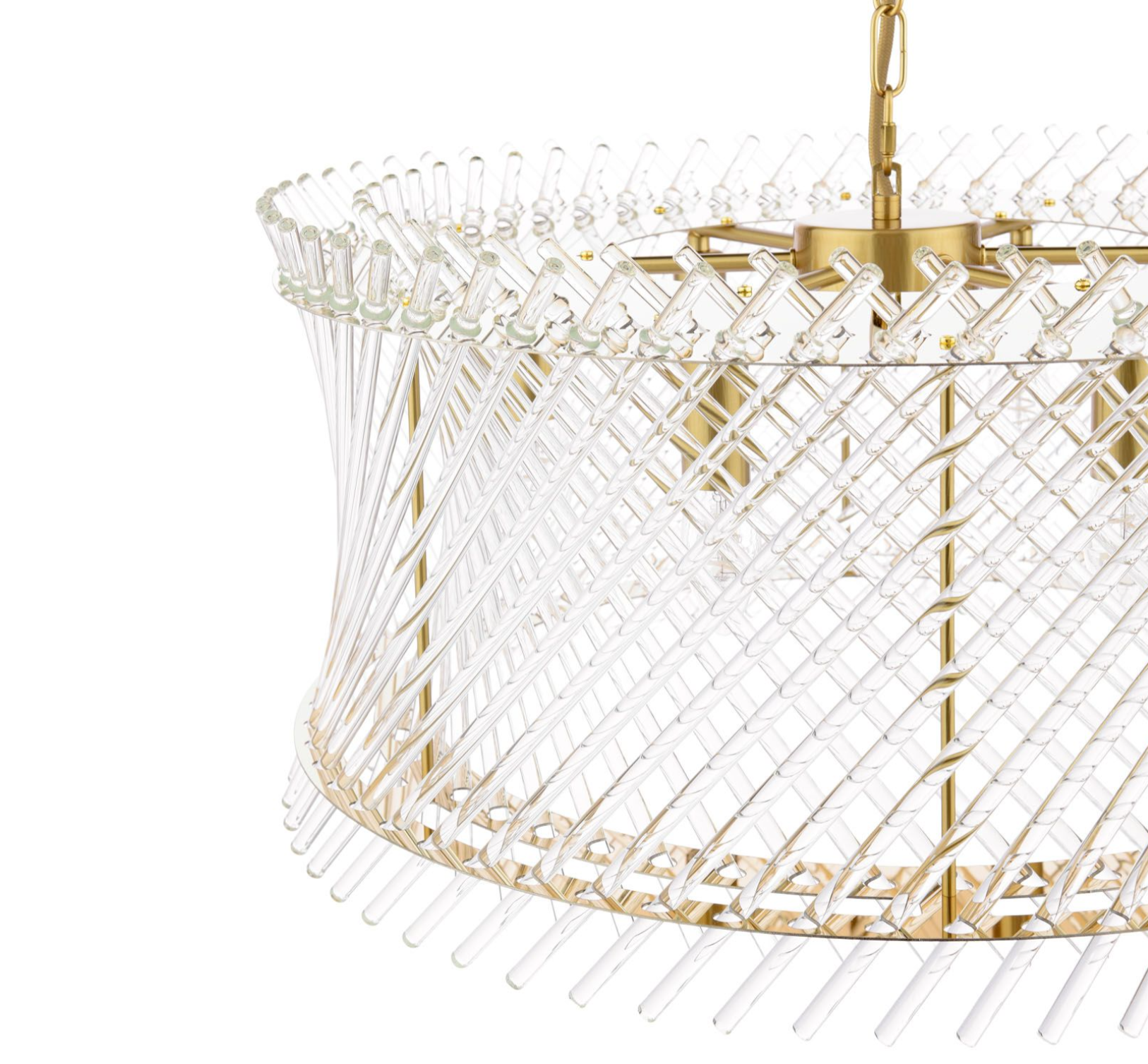 Loire 6 Light Pendant-  Natural Brass and Glass