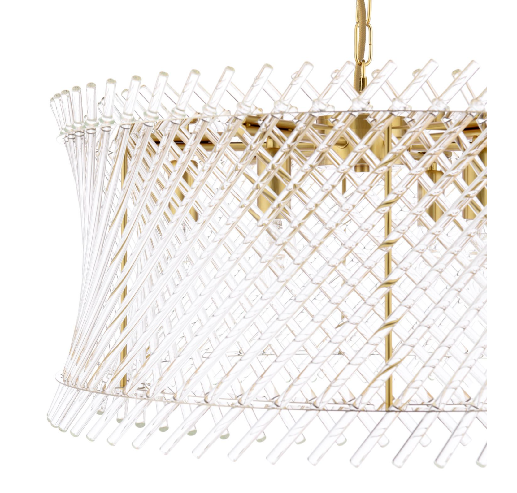 Loire 6 Light Pendant-  Natural Brass and Glass