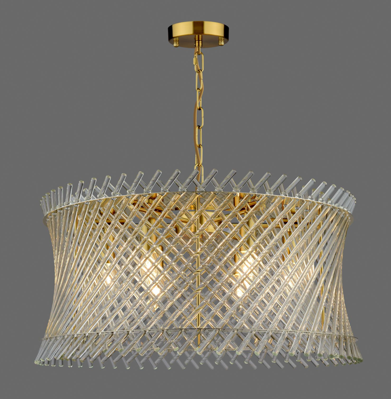Loire 6 Light Pendant-  Natural Brass and Glass