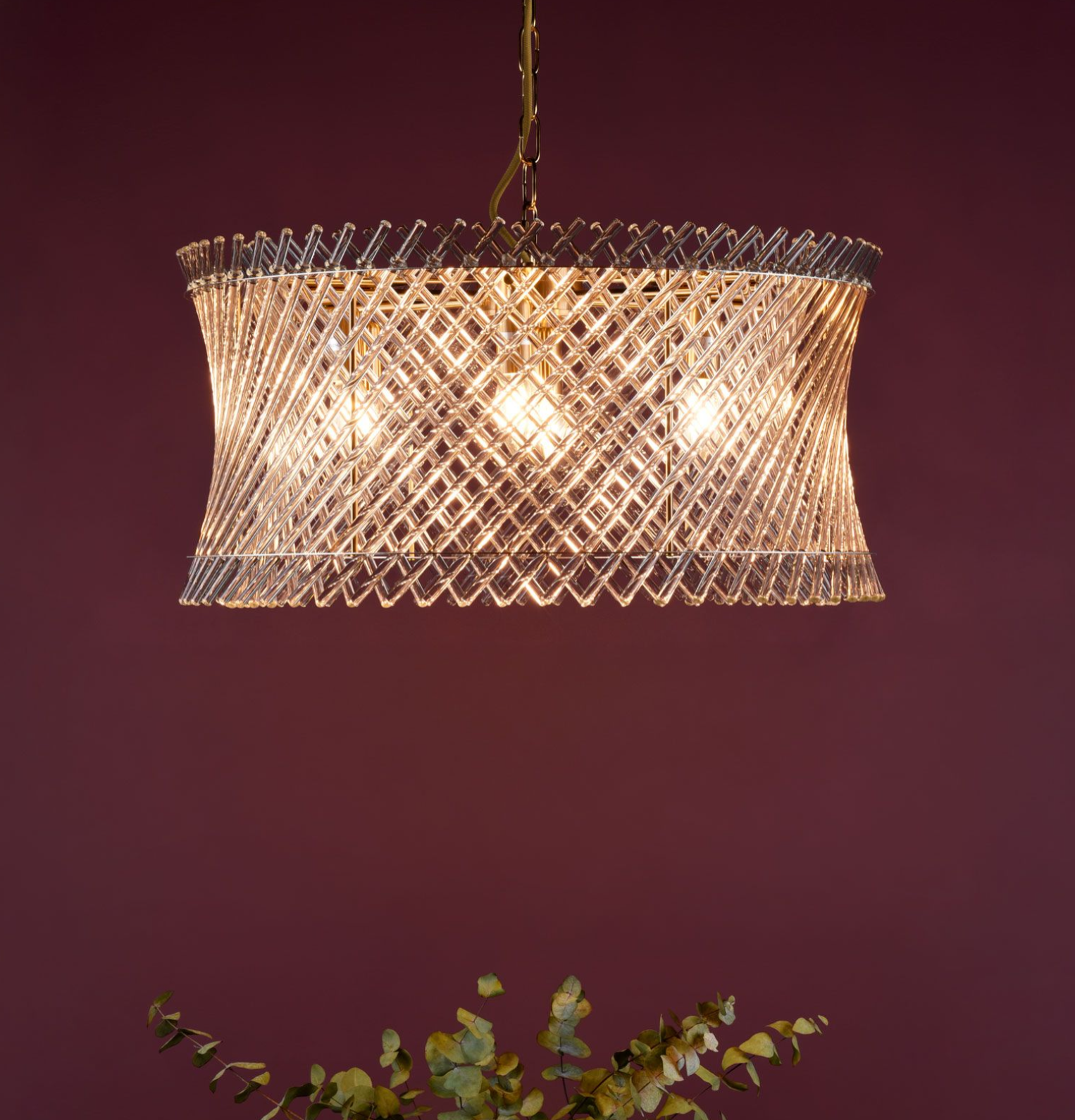 Loire 6 Light Pendant-  Natural Brass and Glass