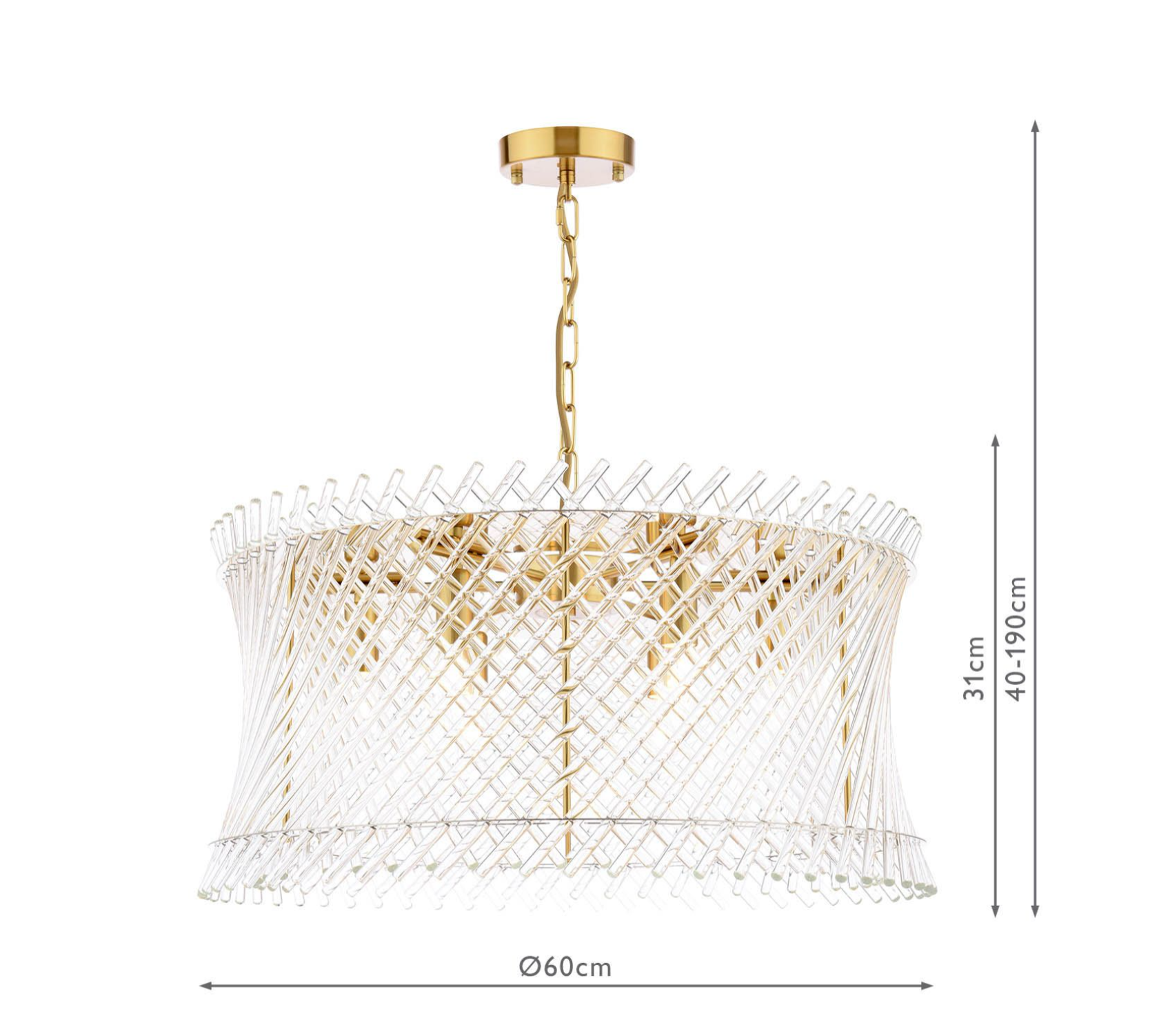 Loire 6 Light Pendant-  Natural Brass and Glass