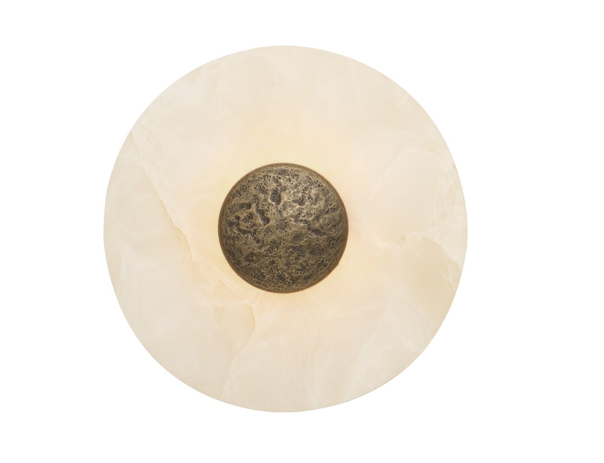 Boca LED Wall Light-  Alabaster Glass and Antique Brass