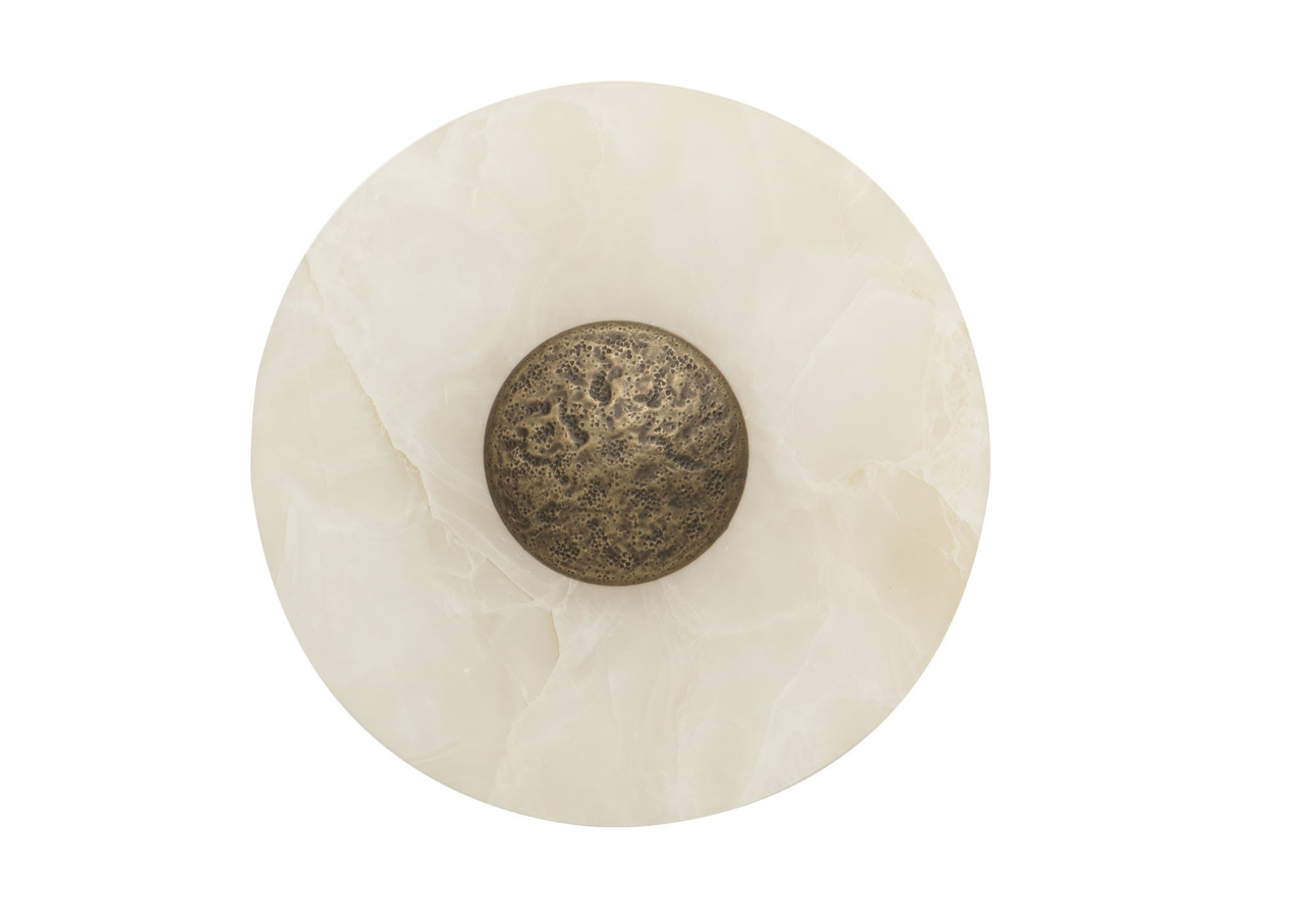 Boca LED Wall Light-  Alabaster Glass and Antique Brass