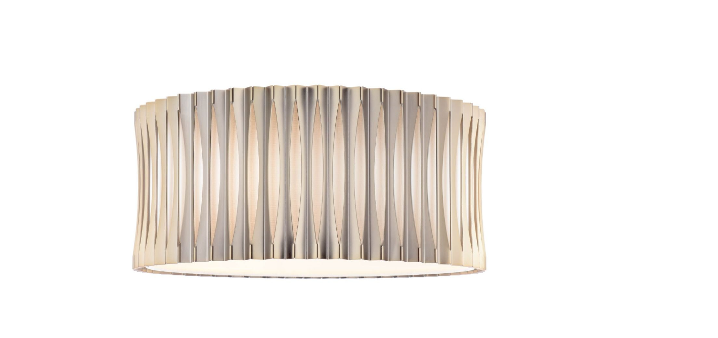 Netra 3 Lt Flush Light-  Satin Bronze and Ivory