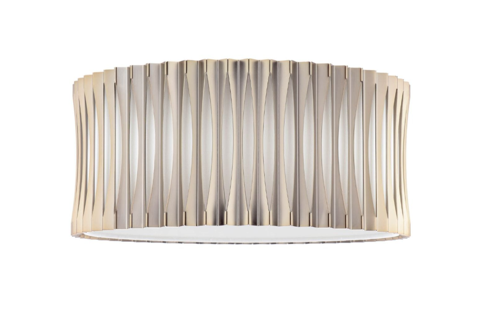 Netra 3 Lt Flush Light-  Satin Bronze and Ivory