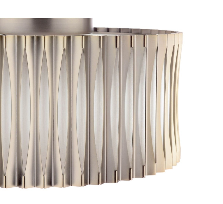 Netra 3 Lt Flush Light-  Satin Bronze and Ivory