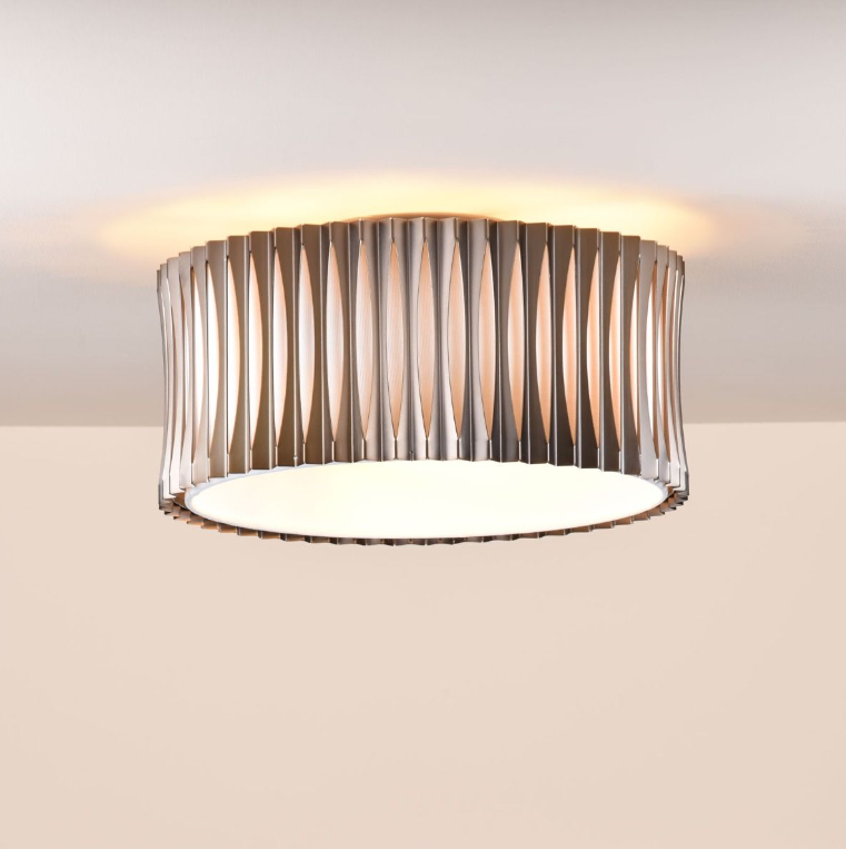 Netra 3 Lt Flush Light-  Satin Bronze and Ivory