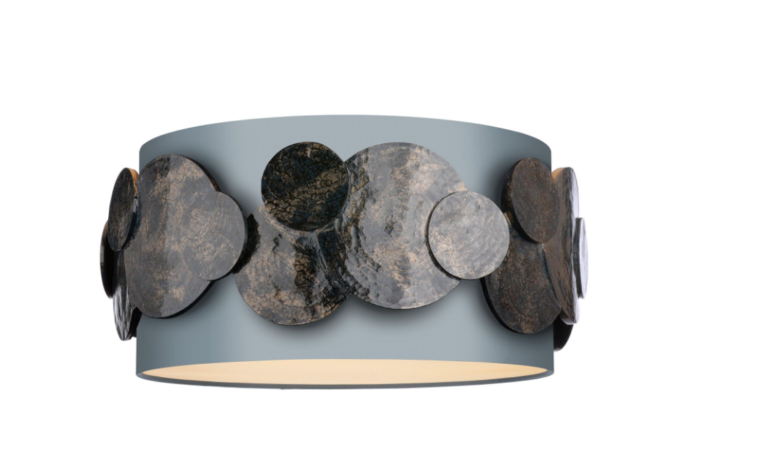 Planet 4 Light Flush Hand-brushed Black/Gold With Bespoke Shade