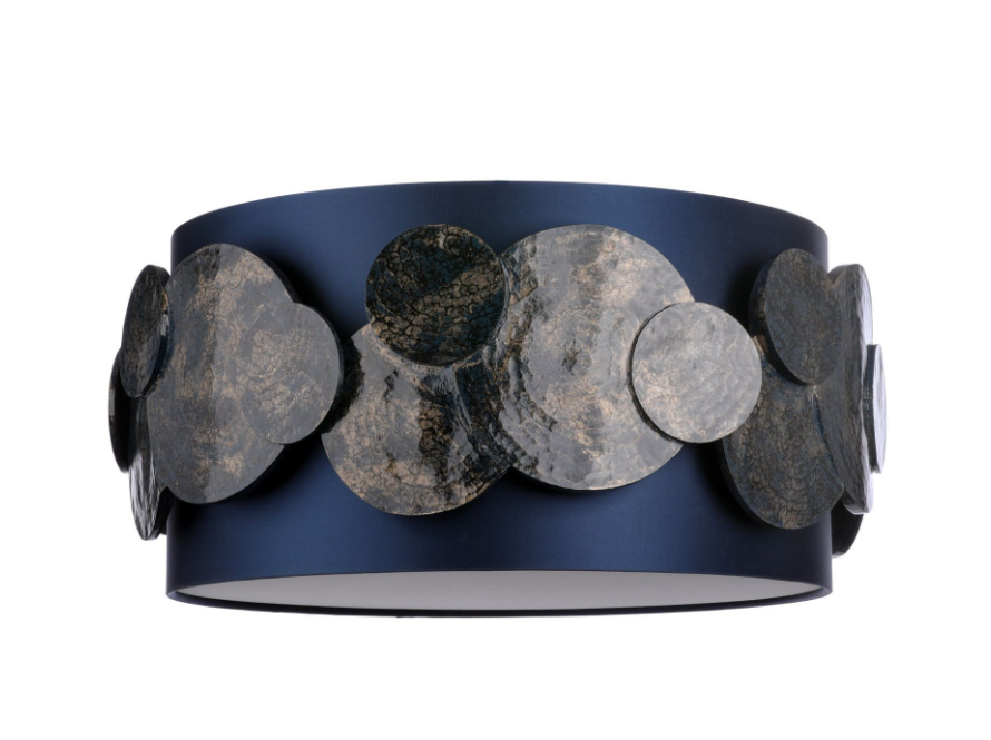 Planet 4 Light Flush Hand-brushed Black/Gold With Bespoke Shade