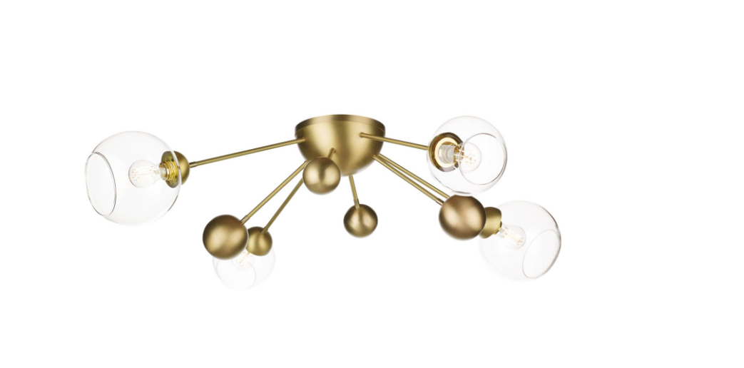 Cosmos 4 Light Ceiling Light- Polished Chrome/ Butter Brass