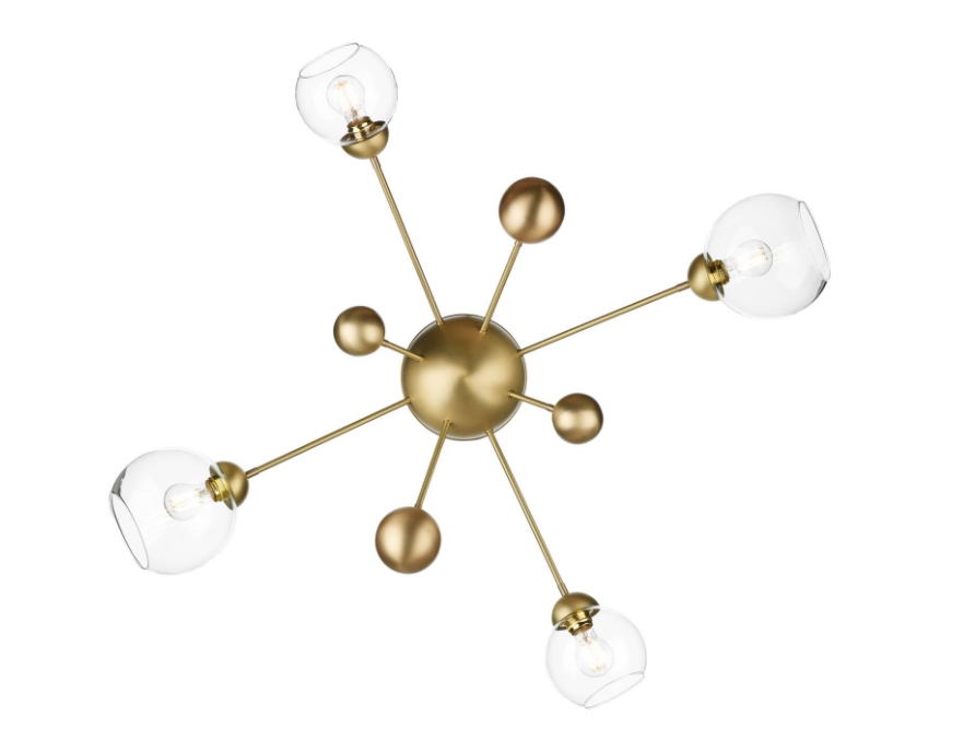 Cosmos 4 Light Ceiling Light- Polished Chrome/ Butter Brass
