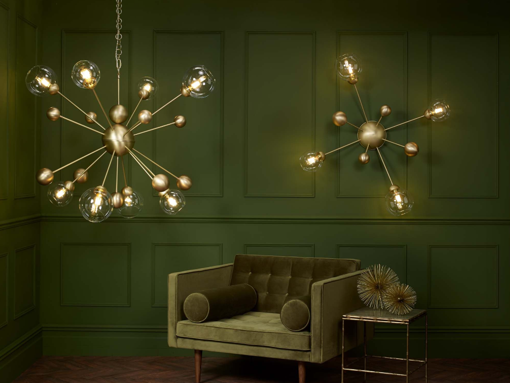 Cosmos 4 Light Ceiling Light- Polished Chrome/ Butter Brass