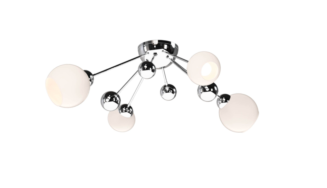 Cosmos 4 Light Ceiling Light- Polished Chrome/ Butter Brass