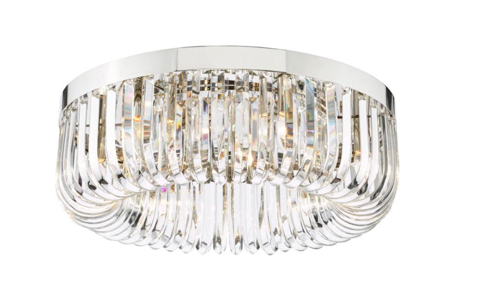 Sigourney 6Lt Flush Ceiling Light- Polished Nickel & Satin Gold Finishes