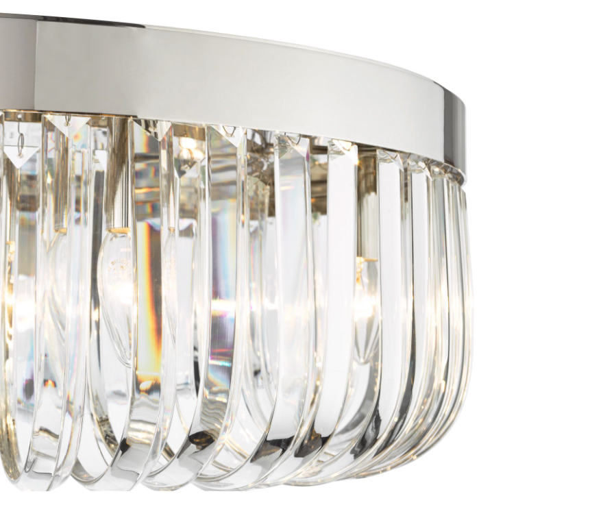 Sigourney 6Lt Flush Ceiling Light- Polished Nickel & Satin Gold Finishes