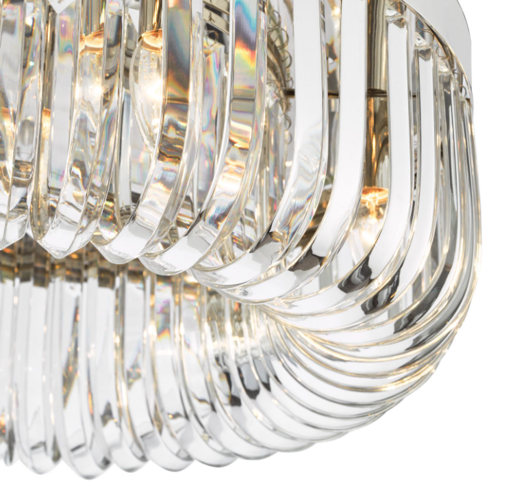 Sigourney 6Lt Flush Ceiling Light- Polished Nickel & Satin Gold Finishes